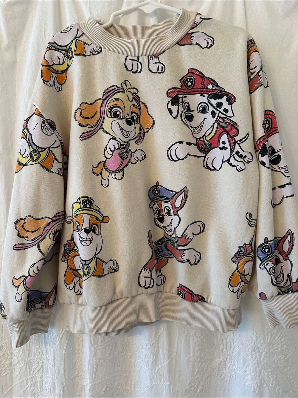H&M Cream Sweatshirt with Colorful Paw Patrol Character Print